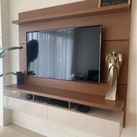 Gambar BETA Backdrop TV Minimalis 160 Modern Kayu Floating TV Stand - Putih,Cokelat dari Frillium Furniture undefined 5 Tokopedia