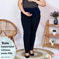Gambar Tesla – Celana panjang hamil jumbo XXL soft jeans katun stretch - Hitam dari Estila Mama undefined 1 Tokopedia