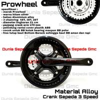 Gambar Crank Set Sepeda MTB Lipat Fixie Prowheel Alloy 3 Chainring gir gear dari Dunia Sepeda Gmc undefined 1 Tokopedia