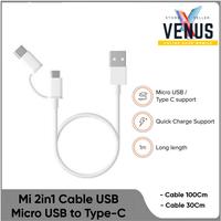 Gambar Xiaomi Mi 2in1 USB Cable Micro USB to Type C 2 in 1 - 30 / 100cm dari Venus Mobile undefined 1 Tokopedia