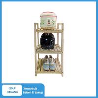 Gambar Rak Rice Cooker 3 susun / Rak Susun Serbaguna Kayu Jati Belanda dari alfazzastorejakarta undefined 2 Tokopedia