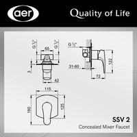 Gambar AER Kran Air Tanam Shower Tembok/ Keran Concealed Mixer/Hot and Cold SSV 02 Minimalis dari AER Sanitary Indonesia undefined 2 Tokopedia