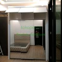 Gambar lemari pakaian baju full plafon full cermin sliding geser 160x285 dari Fransis Furniture undefined 5 Tokopedia