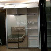 Gambar lemari pakaian baju full plafon full cermin sliding geser 160x285 dari Fransis Furniture undefined 2 Tokopedia