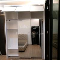 Gambar lemari pakaian baju full plafon full cermin sliding geser 160x285 dari Fransis Furniture undefined 3 Tokopedia