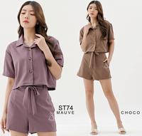 Gambar ST74 - Setelan Casual Silk Short Pants Korean Style dari seola.id undefined 1 Tokopedia