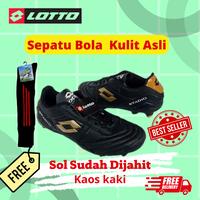 Gambar Sepatu Bola Kulit Sapi Asli Sol Sudah jahitan Keliling Gratis Kaoskaki - BLACK GOLD, 42 dari Berkah sedayanipun undefined 3 Tokopedia