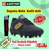 Gambar Sepatu Bola Kulit Sapi Asli Sol Sudah jahitan Keliling Gratis Kaoskaki - BLACK GOLD, 42 dari Berkah sedayanipun undefined 1 Tokopedia