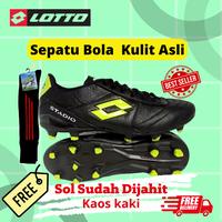 Gambar Sepatu Bola Kulit Sapi Asli Sol Sudah jahitan Keliling Gratis Kaoskaki - BLACK GOLD, 42 dari Berkah sedayanipun undefined 2 Tokopedia