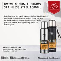 Gambar BOTOL MINUM THERMOS TRAVEL MUG TUMBLER TERMOS STAINLESS STEEL 1000 ML - Hitam dari Toso Mart undefined 1 Tokopedia