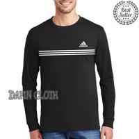 Gambar Kaos Pria Baju Tshirt Lengan Panjang Adidas Strip - Putih, S dari Davin Apparels undefined 1 Tokopedia