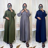 Gambar TIKTOK Maxi Dress Wanita Muslim Jumbo Baju Gamis Panjang Polos Premium - ROSEWOOD, S dari Nirba store undefined 5 Tokopedia