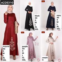Gambar Abaya simpel bordir Dannis Collection size XS S L M XL XXL | 220310 - Burgundy, XXL dari Dannis Fashion undefined 1 Tokopedia