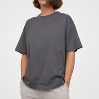 Gambar H&M Wide Cotton Tshirt - Dark Grey/Light Grey Marl - Light Grey Marl, S dari DUPLOVE undefined 3 Tokopedia