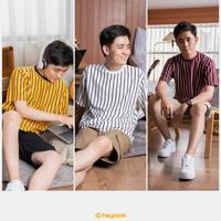 Gambar Kaos Strip Pria Wanita Salur Garis Vertikal Tshirt Stripe Kaos Premium - MAROON, XL dari Kaguya Stuff undefined 2 Tokopedia