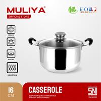 Gambar Casserole Black Handle & Tutup Kaca 16cm dari Muliya Cookware undefined 1 Tokopedia