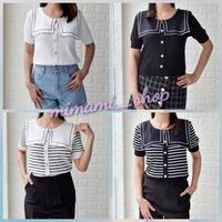 Gambar Atasan wanita / Knit Top wanita best seller / Baju kantor wanita - Hitam garis dari Mimami_shop undefined 1 Tokopedia