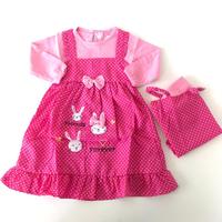 Gambar Baju gamis bayi perempuan 0 8 bulan hijab satu set newborn cewek pake - Biru-Kuning dari Coklatchicbaby.co undefined 2 Tokopedia