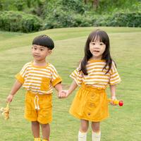 Gambar Couple Stripe Oversize Set Baju anak balita cewek cowok kembar 1 2 3 4 - Cowo cream, XL dari Babyfashcash.id undefined 2 Tokopedia