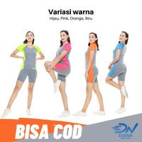 Gambar SETELAN AEROBIK WANITA | SETELAN SENAM BAJU LENGAN PENDEK CELANA PDK - M, ABU KOM ORANGE dari Diana Senam dan Renang undefined 1 Tokopedia