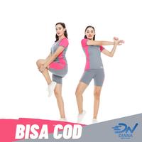 Gambar SETELAN AEROBIK WANITA | SETELAN SENAM BAJU LENGAN PENDEK CELANA PDK - M, ABU KOM ORANGE dari Diana Senam dan Renang undefined 3 Tokopedia