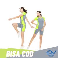 Gambar SETELAN AEROBIK WANITA | SETELAN SENAM BAJU LENGAN PENDEK CELANA PDK - M, ABU KOM ORANGE dari Diana Senam dan Renang undefined 2 Tokopedia