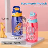 Gambar Botol Minum Anak Sedotan Motif Lucu Tali Lanyard BPA Free 480ml dari Metromama undefined 5 Tokopedia