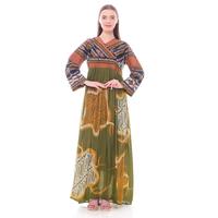 Gambar gamis batik kombinasi terbaru lengan panjang modern kombinasi - Kuning dari Baarik Batik undefined 4 Tokopedia