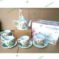 Gambar HOMELINE ROSE Coffee Tea Set 13 Pcs Teko Cangkir & Tatakan Keramik dari Xll Yoss undefined 1 Tokopedia