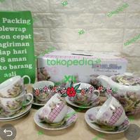 Gambar HOMELINE ROSE Coffee Tea Set 13 Pcs Teko Cangkir & Tatakan Keramik dari Xll Yoss undefined 3 Tokopedia
