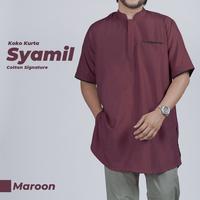 Gambar Baju Kemko Kemeja Koko Pria Lengan Pendek Model Syamil Original - MAROON, M dari Gudang Salman undefined 5 Tokopedia