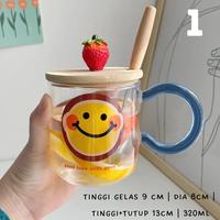 Gambar Mug Aesthetic Cute Smile With Strawberry Wooden Lids|Mug Kaca Kopi Teh - no 2 dari Mega Indo Grosir undefined 1 Tokopedia