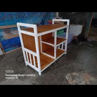 Gambar MEJA KOMPOR GAS KAYU 2 TUNGKU MULTIFUNGSI ELEGANT - 1 sekat dari ZepAquatic undefined 1 Tokopedia