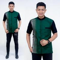 Gambar Kemeja batik kombinasi lengan pendek hem batik pria baju batik modern - Putih, M dari Gallery AFIZA GHANIA 88 undefined 3 Tokopedia