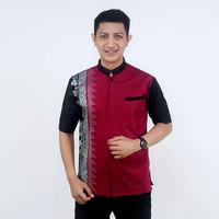 Gambar Kemeja batik kombinasi lengan pendek hem batik pria baju batik modern - Putih, M dari Gallery AFIZA GHANIA 88 undefined 1 Tokopedia