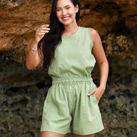 Gambar Celana Pendek Linen Wanita Hijau REMEDY Resort Wear - Lime dari Remedy Resort Wear undefined 2 Tokopedia