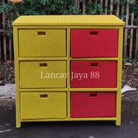 Gambar Lemari Laci 6 Rotan Sintetis - MODEL 1 dari lancar jaya rotan 88 undefined 3 Tokopedia