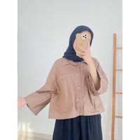 Gambar Kemeja crop top linen wanita oversize terbaru - Mocca dari Gallery Kita Official Shop undefined 3 Tokopedia