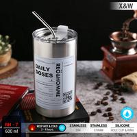Gambar X&W Tumbler Coffee Tea RH-7 Stainless 304 Gelas Industrial Style 600m dengan Sedotan dan Tutup Vakum - Dengan Sedotan dari X&W undefined 2 Tokopedia