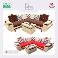 Gambar Kursi Tamu L Alaska Kursi Tamu Sudut Minimalis Sofa Modern + Meja Kaca dari Sumber Terang PLG undefined 1 Tokopedia