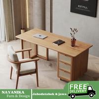 Gambar SET MEJA KERJA JATI DENGAN ROTAN- SET KURSI MEJA KERJA MODERN KAYU JAT dari Nayanika furn design undefined 1 Tokopedia