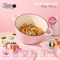 Gambar Stein Cookware Cast Iron Enamel Pot Casseroll 24cm Pink Peony dari amac electronic store undefined 3 Tokopedia