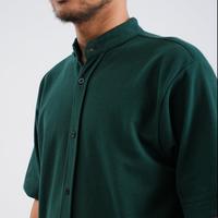 Gambar Kemeja Pria Lengan Pendek Casual Bahan Katun Pique Hijau Tua - M dari PAGESWEARS undefined 5 Tokopedia