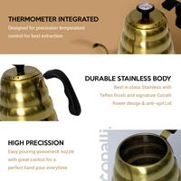 Gambar Gooseneck Kettle 1200ml Black with Thermometer Teko 1.2 Liter Teflon - Gold dari Conalli undefined 4 Tokopedia