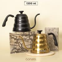 Gambar Gooseneck Kettle 1200ml Black with Thermometer Teko 1.2 Liter Teflon - Gold dari Conalli undefined 1 Tokopedia