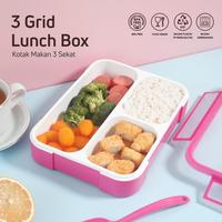 Gambar Lunch box kotak makan 3 sekat ANTI CAMPUR & BOCOR - Pink dari Catalina Kitchenware undefined 1 Tokopedia