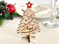 Gambar Pohon Natal Kayu/Ornamen/Dekorasi/Hiasan/Pajangan Meja Custom Nama - 7cm x 4cm dari Fesamstore undefined 2 Tokopedia