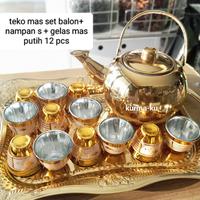 Gambar Set Teko Mas (Nampan Mas+Teko 1L stainles+gelas cucing 1lusin) dari kurmaku67 undefined 4 Tokopedia