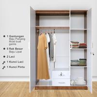 Gambar Lemari Pakaian Minimalis Model Baru 3 Pintu Idea Arizona Polos SW dari Idea Furniture & Home Living undefined 5 Tokopedia