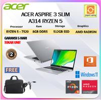 Gambar Acer Aspire 3 Slim A314 Ryzen 5 7520 8gb 512gb W11+Ohs 14.0 - UNIT + BONUS dari Jagad Laptop undefined 1 Tokopedia